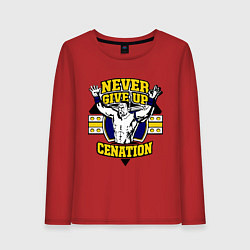 Лонгслив хлопковый женский Never Give Up: Cenation, цвет: красный