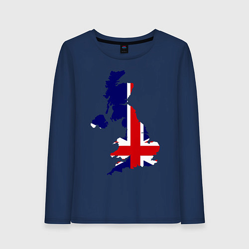 Женский лонгслив Великобритания (Great Britain) / Тёмно-синий – фото 1