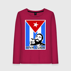 Лонгслив хлопковый женский Fidel: Viva, Cuba!, цвет: маджента