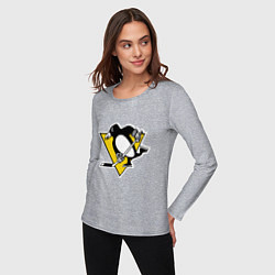 Лонгслив хлопковый женский Pittsburgh Penguins, цвет: меланж — фото 2