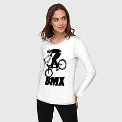 Лонгслив хлопковый женский BMX 3, цвет: белый — фото 2