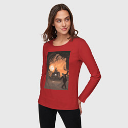 Лонгслив хлопковый женский Лиланд Палмер - огонь иди со мной, цвет: красный — фото 2