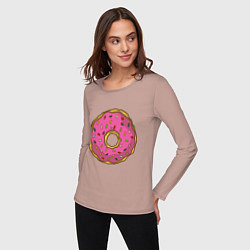 Лонгслив хлопковый женский Сладкий пончик, цвет: пыльно-розовый — фото 2