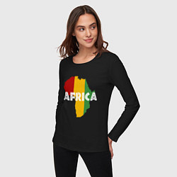 Лонгслив хлопковый женский Африка, цвет: черный — фото 2