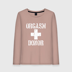 Лонгслив хлопковый женский Orgasm + donor, цвет: пыльно-розовый