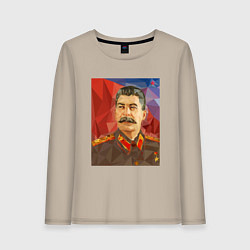Лонгслив хлопковый женский Сталин: полигоны, цвет: миндальный