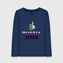 Лонгслив хлопковый женский Russia judo, цвет: тёмно-синий