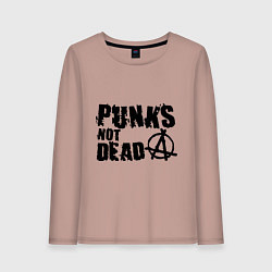 Лонгслив хлопковый женский Punks not dead, цвет: пыльно-розовый