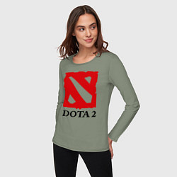 Лонгслив хлопковый женский Dota 2: Logo, цвет: авокадо — фото 2