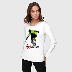 Лонгслив хлопковый женский Экстрим в футболке, цвет: белый — фото 2