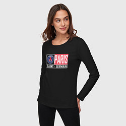 Лонгслив хлопковый женский Paris Saint-Germain - New collections, цвет: черный — фото 2