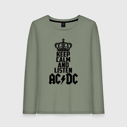 Лонгслив хлопковый женский Keep Calm & Listen AC/DC, цвет: авокадо