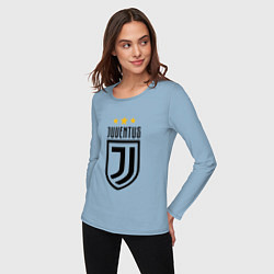 Лонгслив хлопковый женский Juventus FC: 3 stars цвета мягкое небо — фото 2