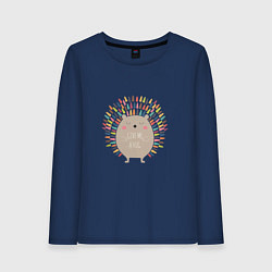 Лонгслив хлопковый женский Hedgehog: give me a hug, цвет: тёмно-синий