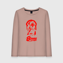 Лонгслив хлопковый женский Дэвид Боуи, цвет: пыльно-розовый