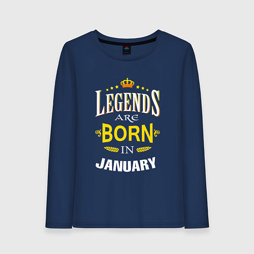 Женский лонгслив Legends are born in january / Тёмно-синий – фото 1