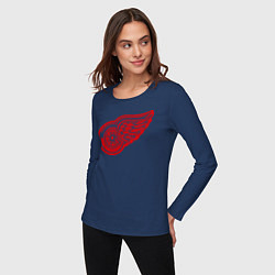 Лонгслив хлопковый женский Detroit Red Wings: Pavel Datsyuk, цвет: тёмно-синий — фото 2