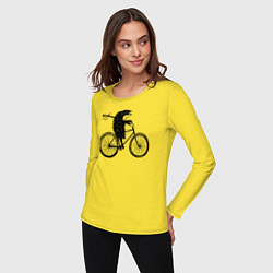 Лонгслив хлопковый женский Ежик на велосипеде, цвет: желтый — фото 2