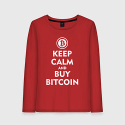 Лонгслив хлопковый женский Keep Calm & Buy Bitcoin, цвет: красный