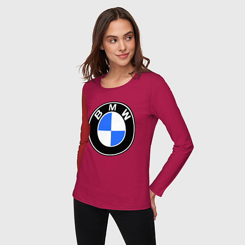 Женский лонгслив Logo BMW / Маджента – фото 3