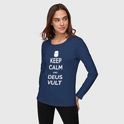 Лонгслив хлопковый женский Keep Calm & Deus Vult, цвет: тёмно-синий — фото 2