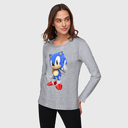 Лонгслив хлопковый женский Classic Sonic, цвет: меланж — фото 2
