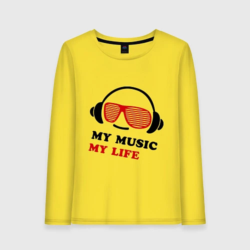 Женский лонгслив My music my life / Желтый – фото 1