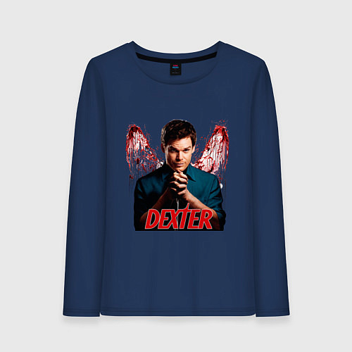 Женский лонгслив Dexter: Blooded wings / Тёмно-синий – фото 1