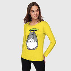 Лонгслив хлопковый женский Totoro с зонтом, цвет: желтый — фото 2