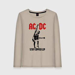 Лонгслив хлопковый женский AC/DC: Stiff Upper Lip, цвет: миндальный