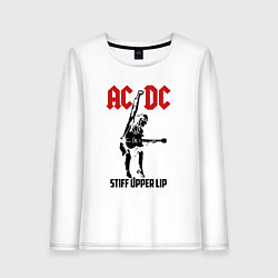 Лонгслив хлопковый женский AC/DC: Stiff Upper Lip, цвет: белый