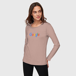Лонгслив хлопковый женский Google, цвет: пыльно-розовый — фото 2