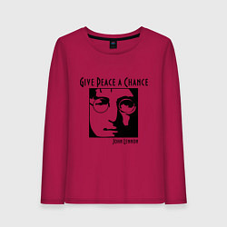 Лонгслив хлопковый женский Give Peace a Chance, цвет: маджента