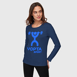 Лонгслив хлопковый женский Yopta Sport, цвет: тёмно-синий — фото 2