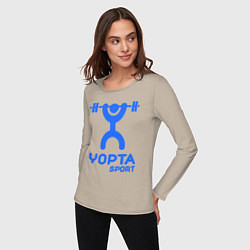 Лонгслив хлопковый женский Yopta Sport, цвет: миндальный — фото 2