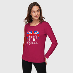 Лонгслив хлопковый женский Queen UK, цвет: маджента — фото 2