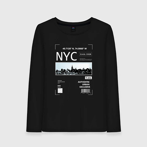 Женский лонгслив NYC Style / Черный – фото 1