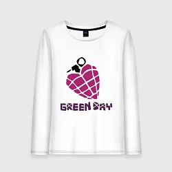 Лонгслив хлопковый женский Green Day is love, цвет: белый