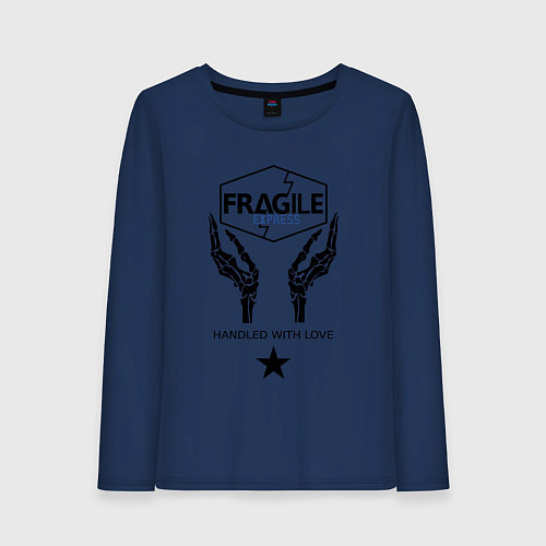 Женский лонгслив Fragile Express / Тёмно-синий – фото 1