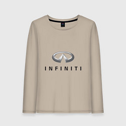 Лонгслив хлопковый женский Logo Infiniti, цвет: миндальный