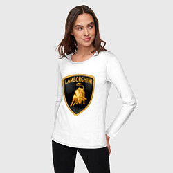 Лонгслив хлопковый женский Lamborghini logo, цвет: белый — фото 2