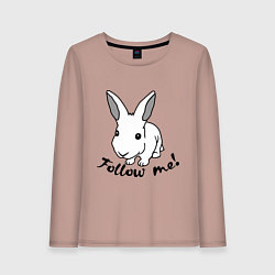 Лонгслив хлопковый женский Rabbit: follow me, цвет: пыльно-розовый