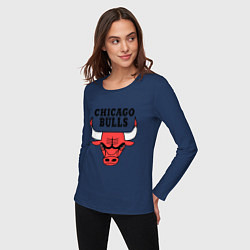 Лонгслив хлопковый женский Chicago Bulls, цвет: тёмно-синий — фото 2