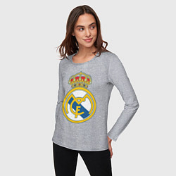 Лонгслив хлопковый женский Real Madrid FC, цвет: меланж — фото 2