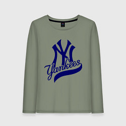 Лонгслив хлопковый женский NY - Yankees, цвет: авокадо