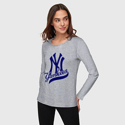 Лонгслив хлопковый женский NY - Yankees, цвет: меланж — фото 2