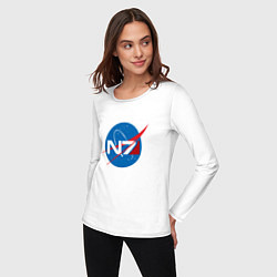 Лонгслив хлопковый женский NASA N7, цвет: белый — фото 2