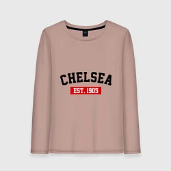 Лонгслив хлопковый женский FC Chelsea Est. 1905, цвет: пыльно-розовый