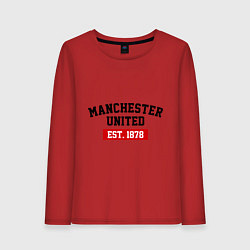 Лонгслив хлопковый женский FC Manchester United Est. 1878, цвет: красный