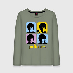 Лонгслив хлопковый женский The Beatles: pop-art, цвет: авокадо